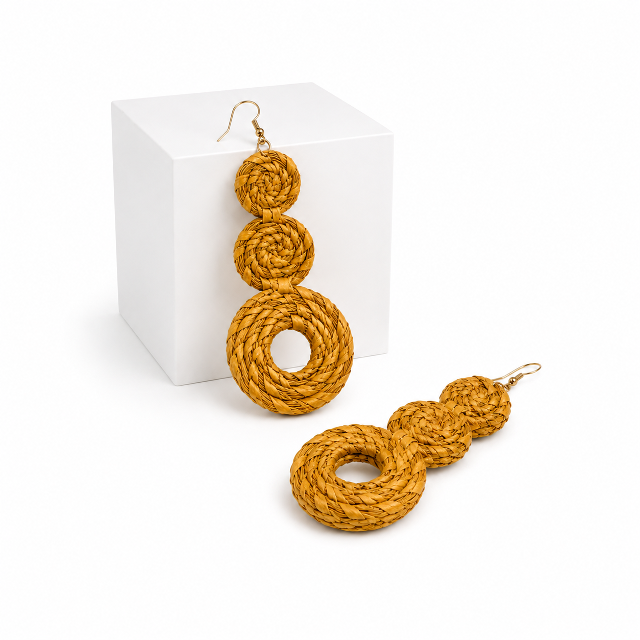 Raffia Circle Drop Earrings